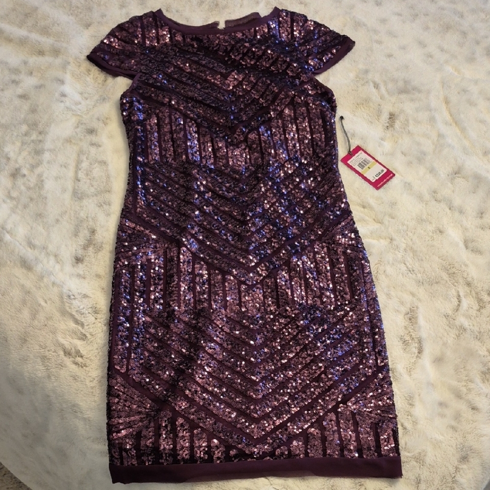 Vince Camuto Purple Sequin Dress